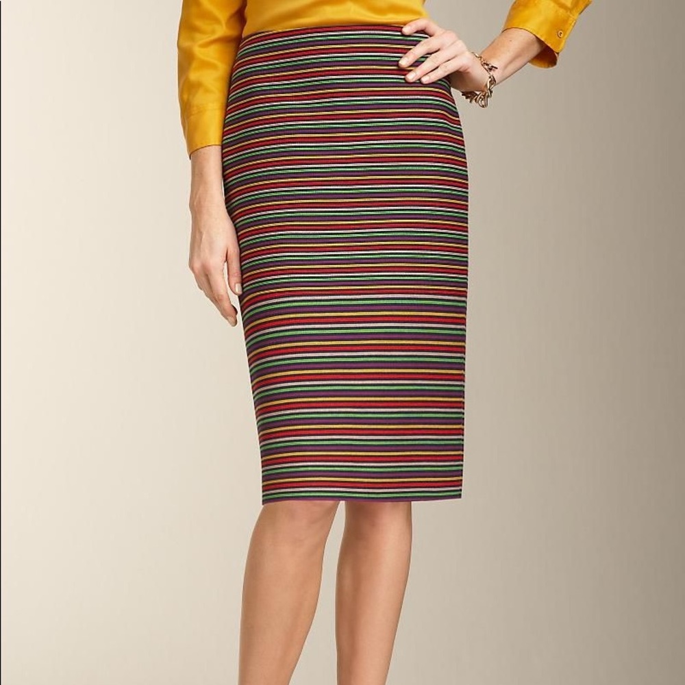 Talbots corded rainbow-striped pencil skirt